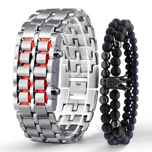 Led Stainless Steel Watch & Bracelet